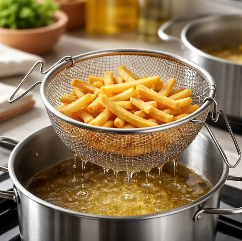 Canasto Colador Freidor De Acero Inoxidable Malla 22 Cm-4