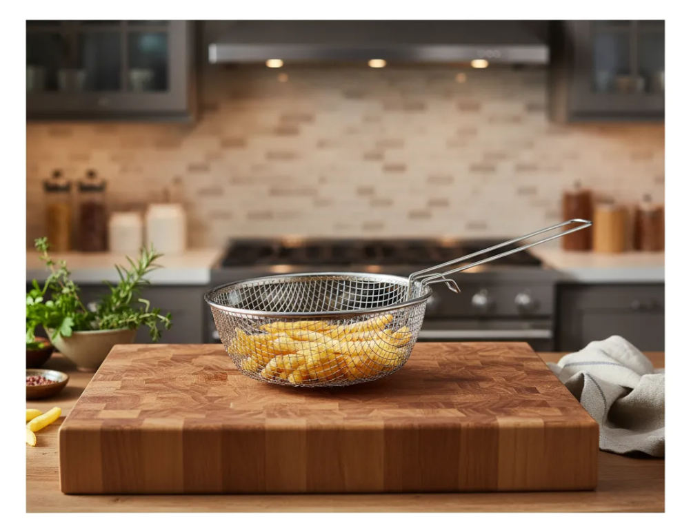 Canasto Freidor De Acero Inoxidable Con Mango Largo-2