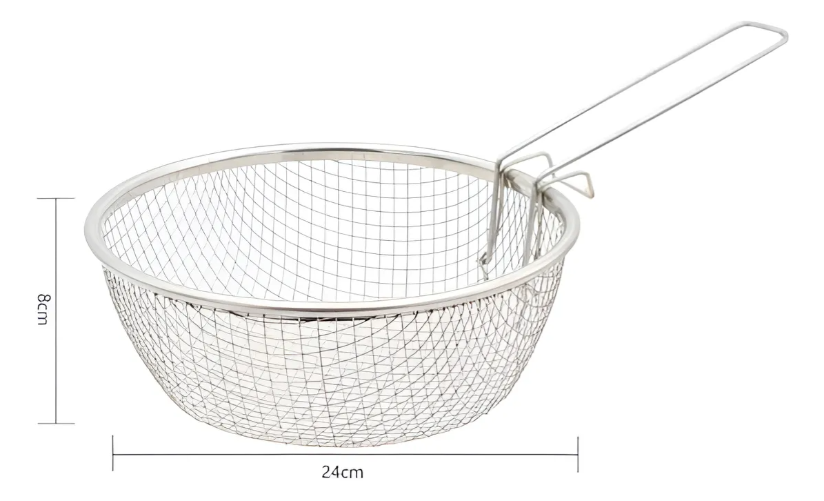 Canasto Freidor De Acero Inoxidable Con Mango Largo-5