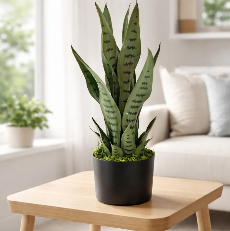 Planta Artificial Lengua De Suegra Decorativa 50cm Con Macetero-3