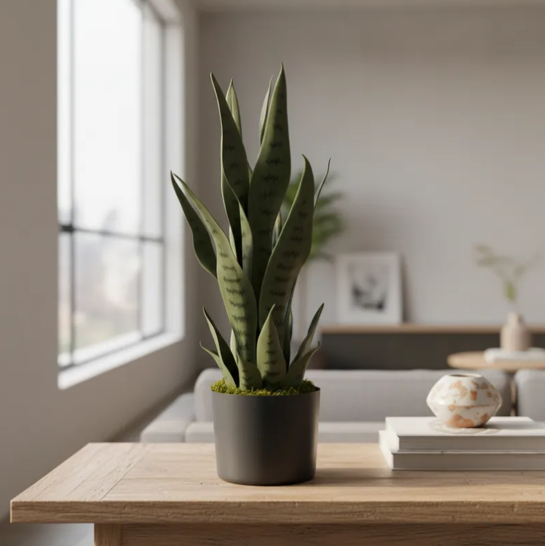 Planta Artificial Lengua De Suegra Decorativa 50cm Con Macetero-5