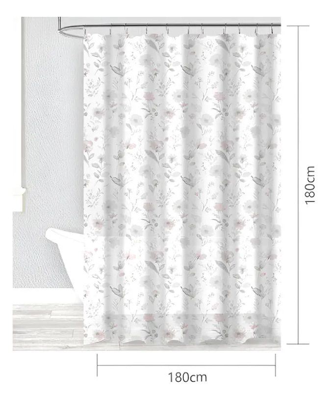 Cortina De Baño Floral Rosa-2