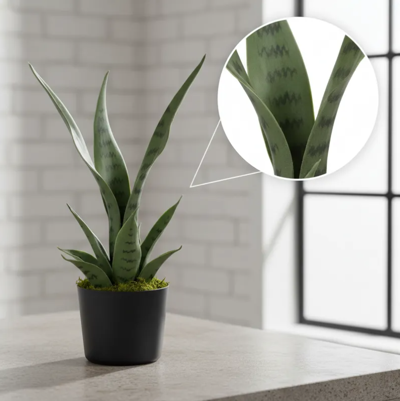 Planta Artificial Decorativa Sansevieria 40cm Con Macetero-3