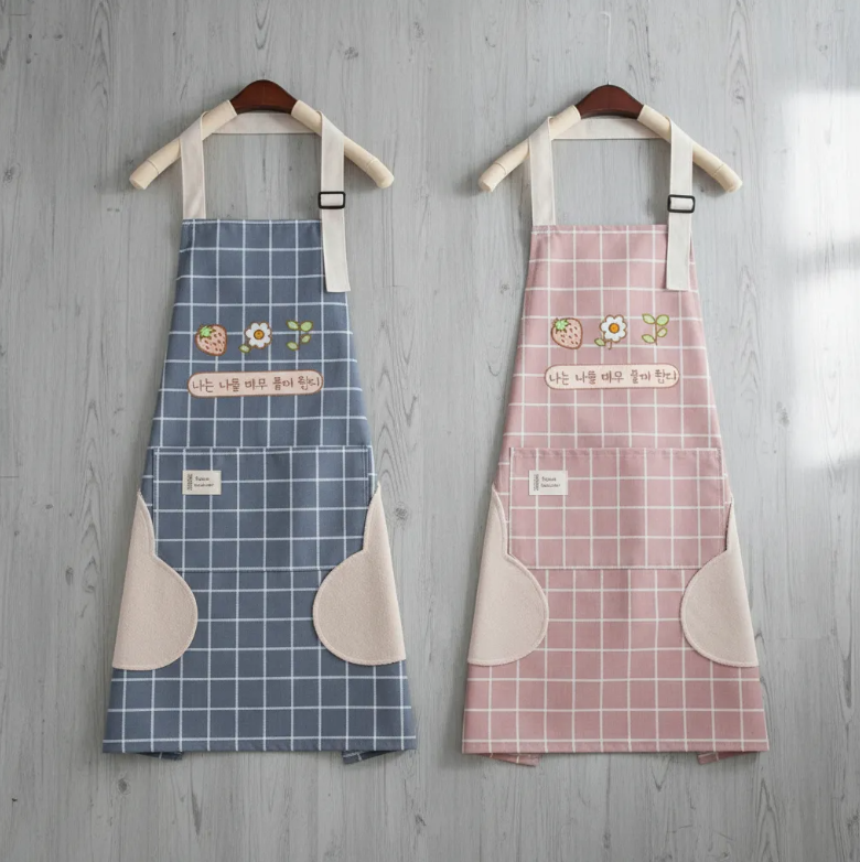 Delantal de cocina con diseno coreano y seca manos-3