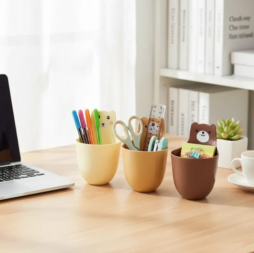 Organizador De Oso De Escritorio De Plastico 3psc-2