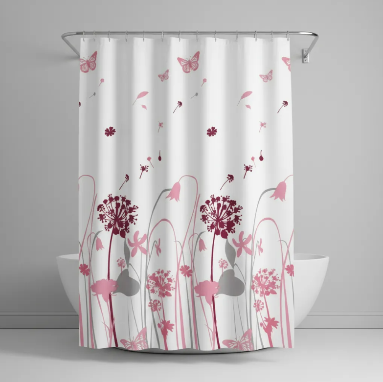 Cortina de Baño con Estapanpado de Mariposas-6