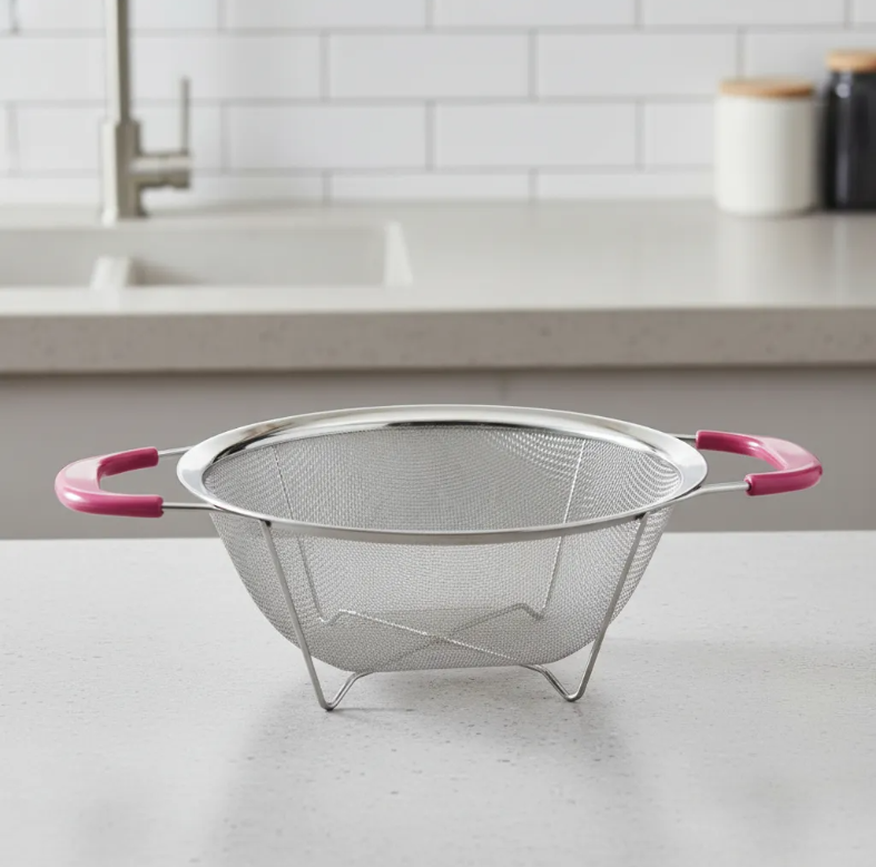 Colador De Acero Inoxidable Con Asas Rosas 26cm Cocina-4