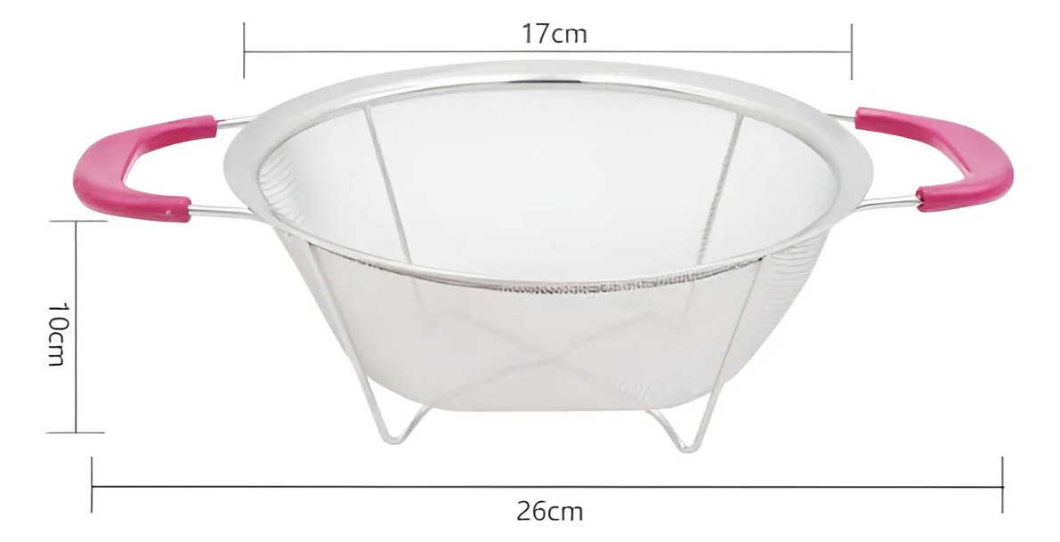 Colador De Acero Inoxidable Con Asas Rosas 26cm Cocina-6