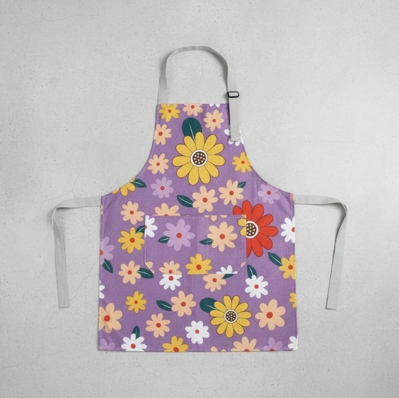Delantal Cocina Impermeable Flores Ajustable Bolsillo-4