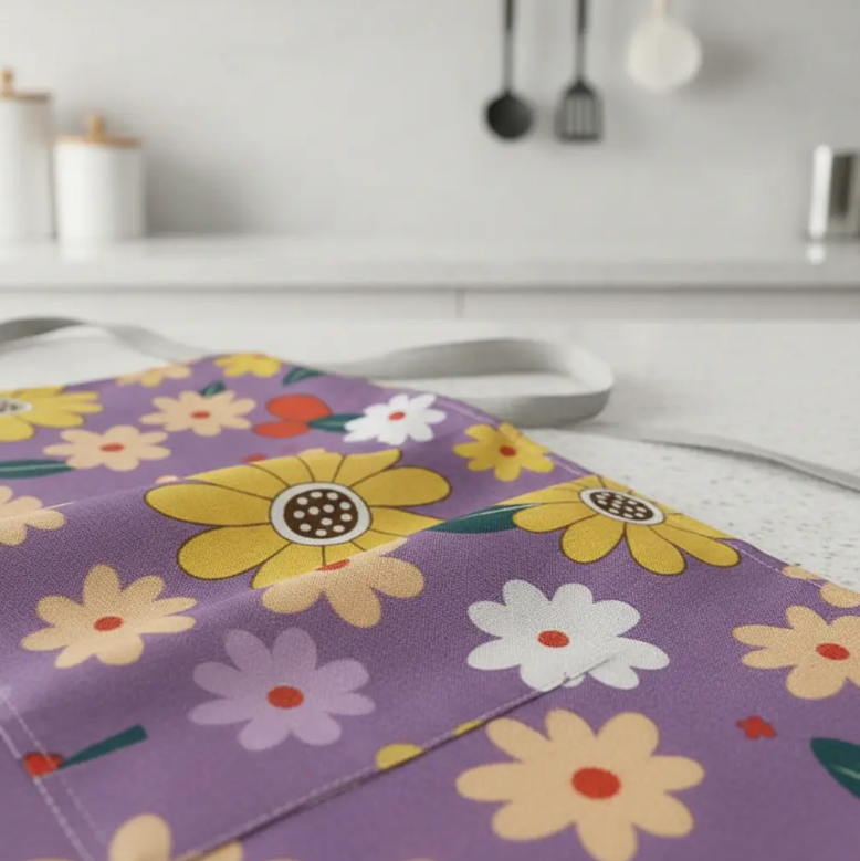 Delantal Cocina Impermeable Flores Ajustable Bolsillo-6