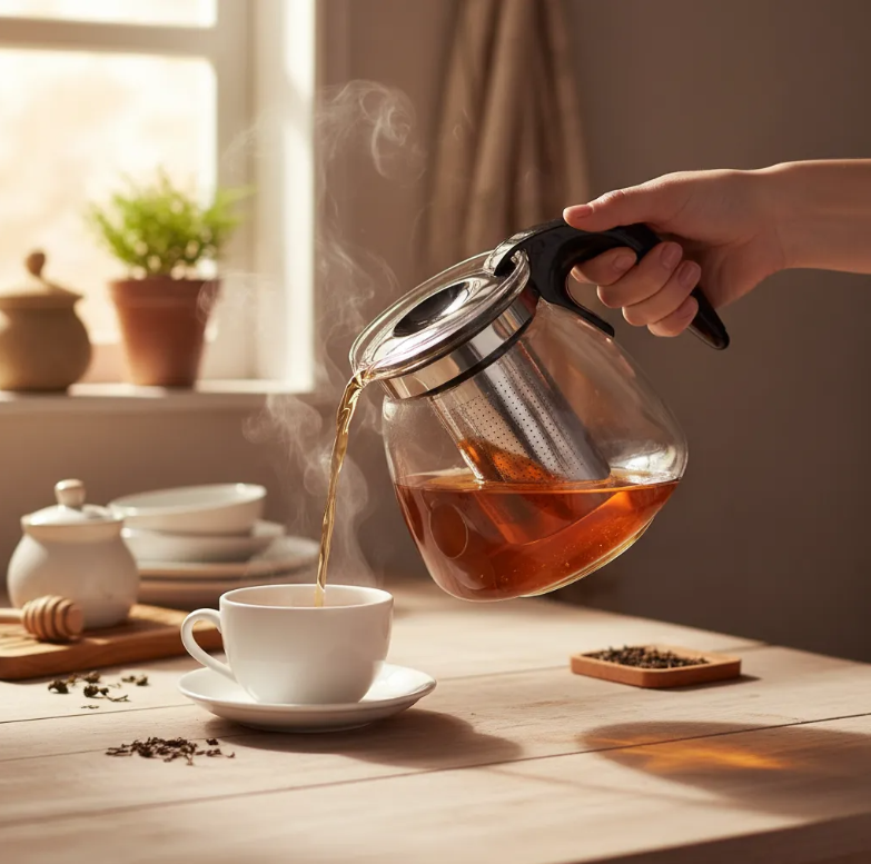 Tetera De Vidrio Con Infusor De Acero Inoxidable 1100ml-4