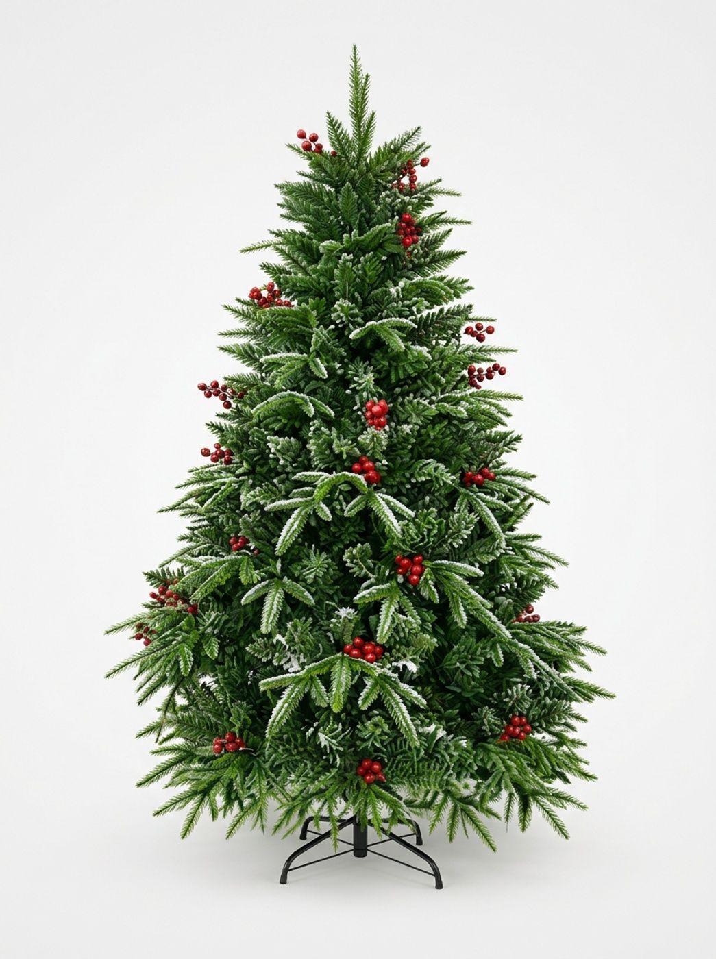 Árbol De Navidad Artificial Verde Con Bayas Rojas 150cm-2