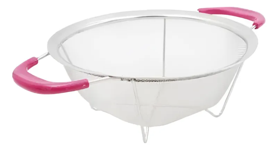 Colador De Acero Inoxidable Con Asas Rosadas 23cm-0