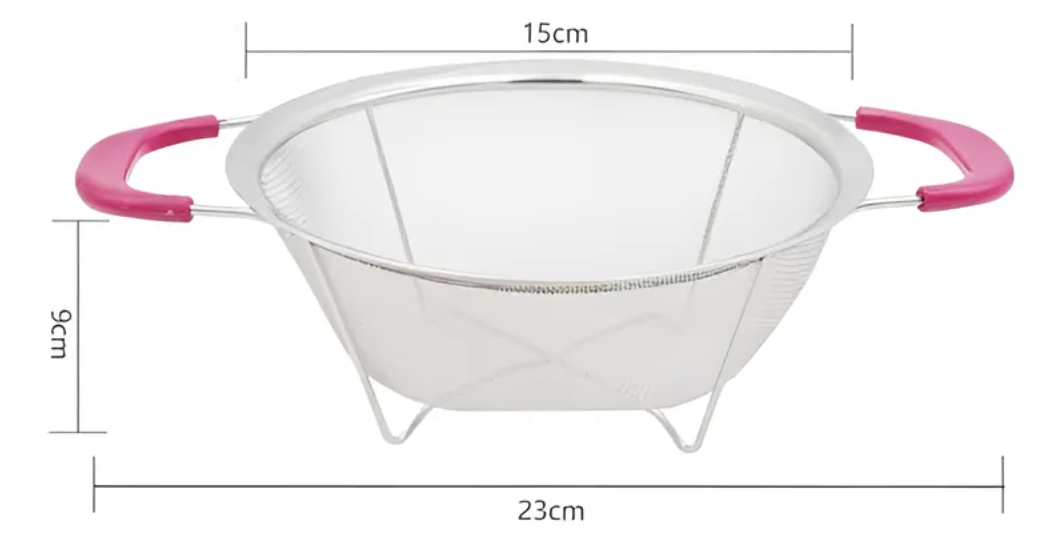 Colador De Acero Inoxidable Con Asas Rosadas 23cm-7