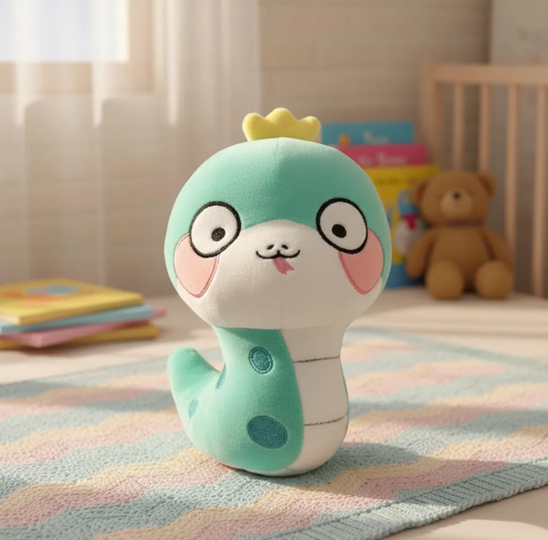 Peluche Serpiente Kawaii Con Corona 23cm Suave-5