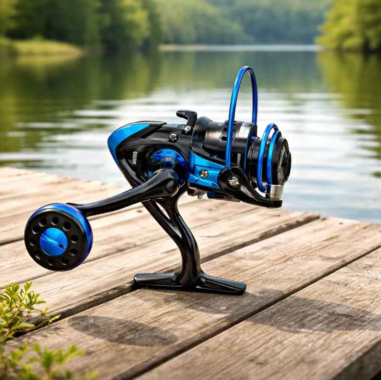 Carrete De Pesca Spinning MA6000 Metalico Negro Y Azul-2