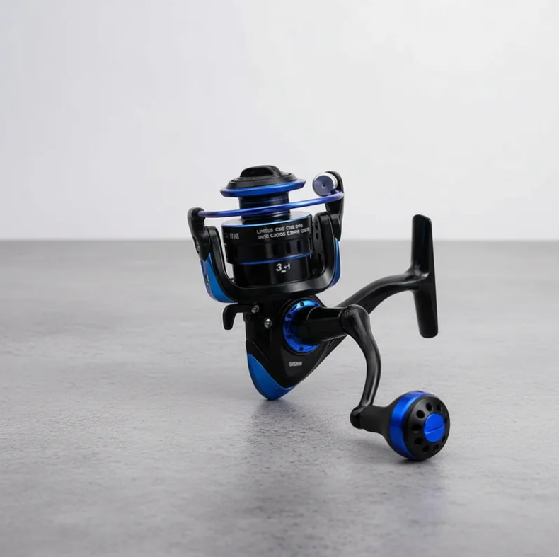 Carrete De Pesca Spinning MA6000 Metalico Negro Y Azul-3