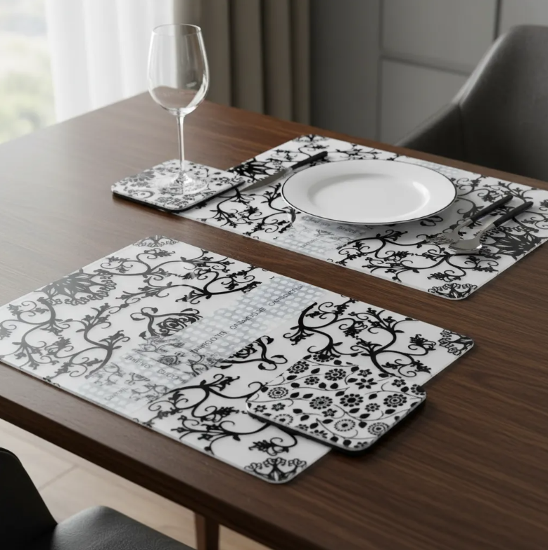 Set 6 Individuales Y 6 Posavasos De Mesa Dise os Modernos B n-5