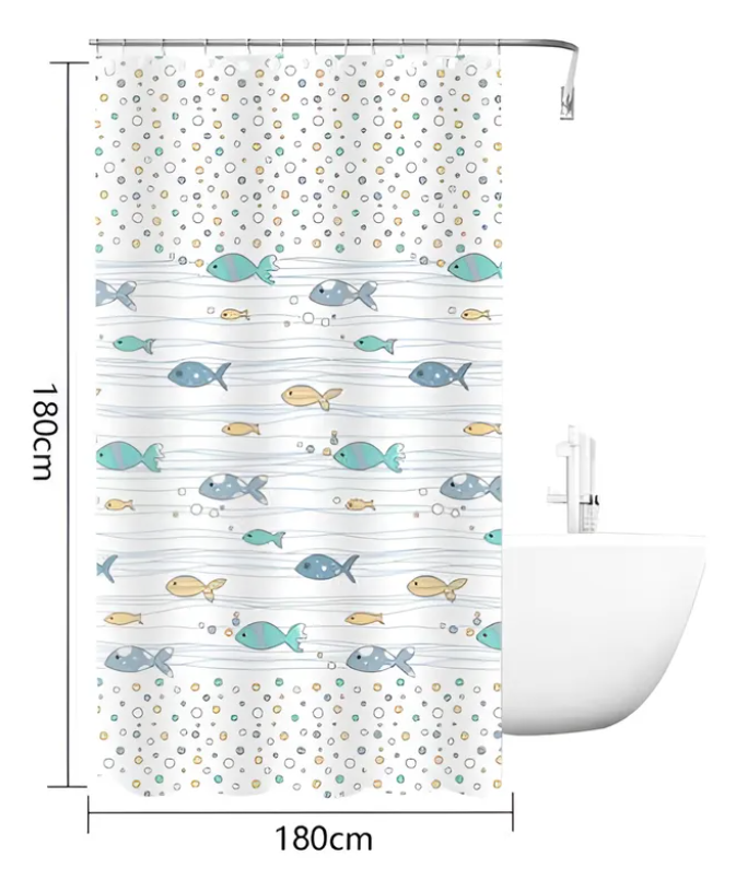 Cortina de Ducha con Estampado de peces-3