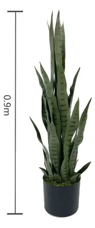 Planta Artificial Lengua De Suegra 90cm Con Macetero Negro-4
