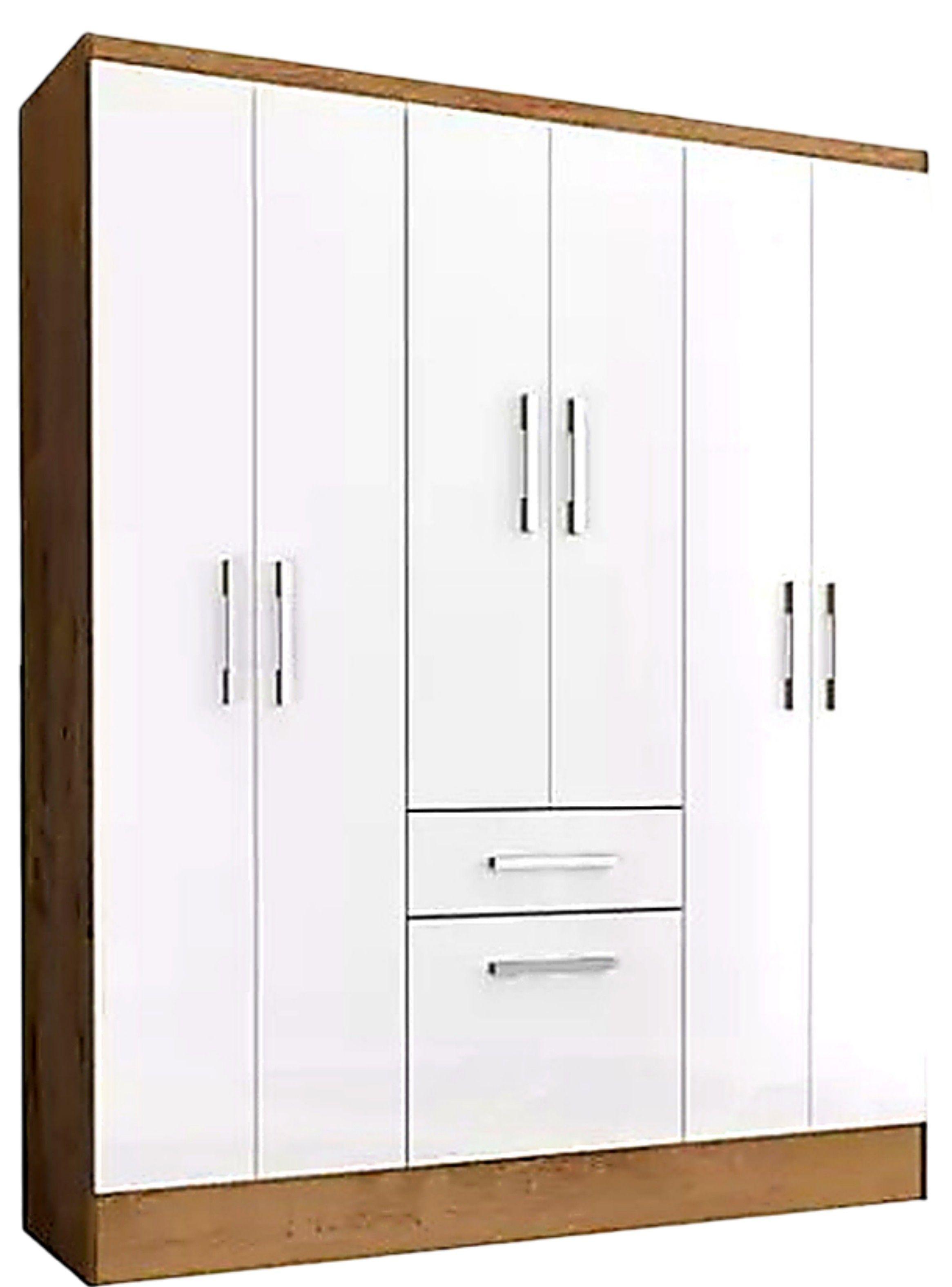 Clóset blanco, 6 puertas, 1 cajón, zapatero, 177x138x40 cm-3