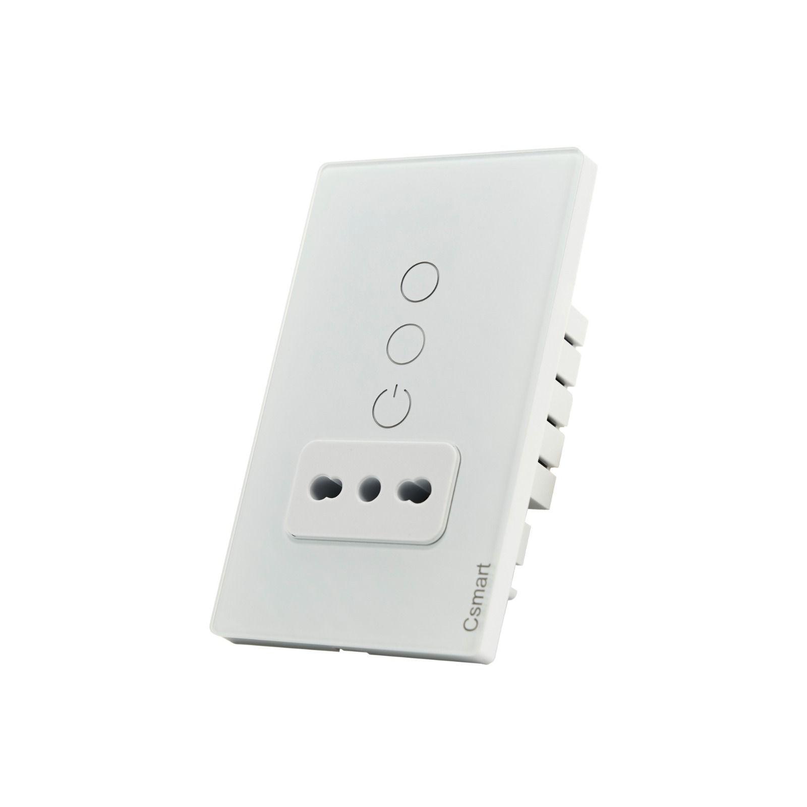 Interruptor Inteligente Wifi Placa Vidrio 2 Canal + Enchufe Blanco-1