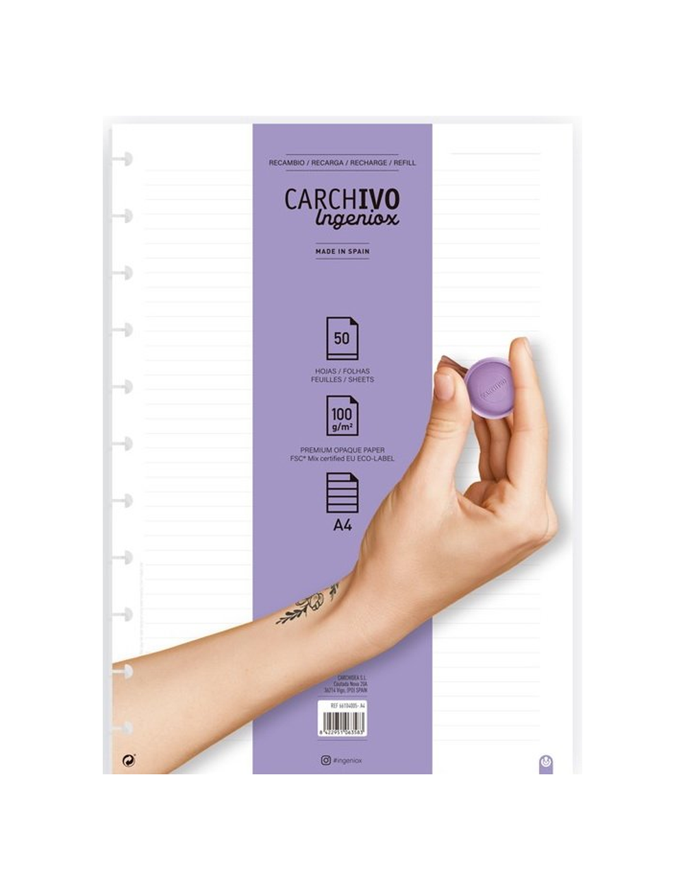 RECAMBIO CUADERNO INGENIOX A4 50 HOJAS R-0