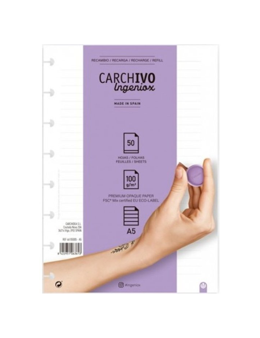 RECAMBIO CUADERNO INGENIOX A5 50 HOJAS R-0