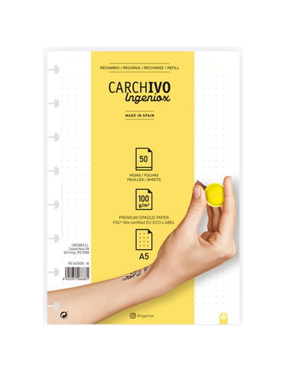 RECAMBIO CUADERNO INGENIOX A5 50 HOJAS D-0