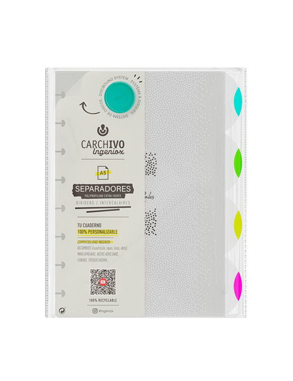 SEPARADORES INGENIOX A5 PP TRANSP/NEON 4-0