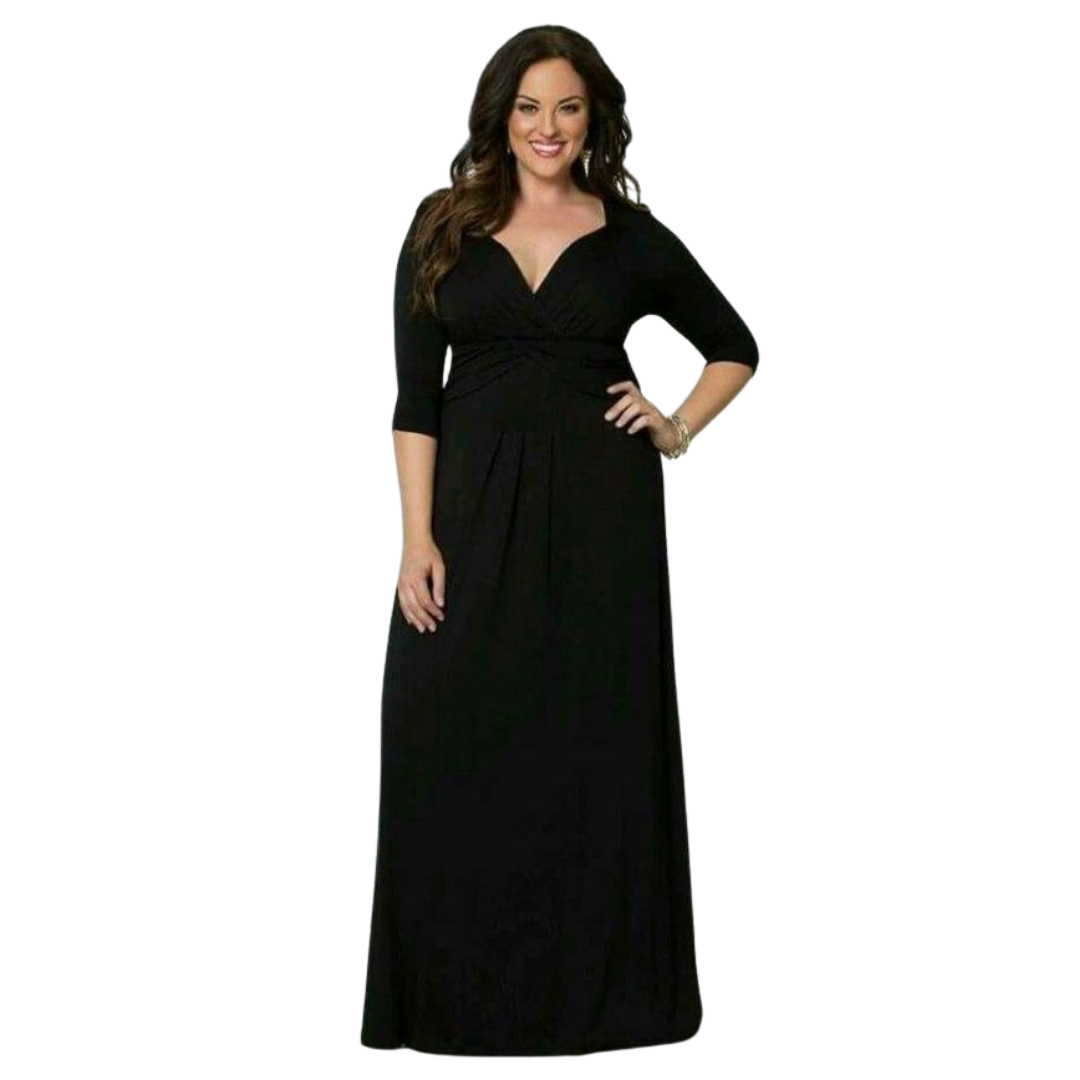 VESTIDO LARGO MANGA LARGA CUELLO BOTE IDEAL PARA FIESTA COCTEL GRADUACION-1