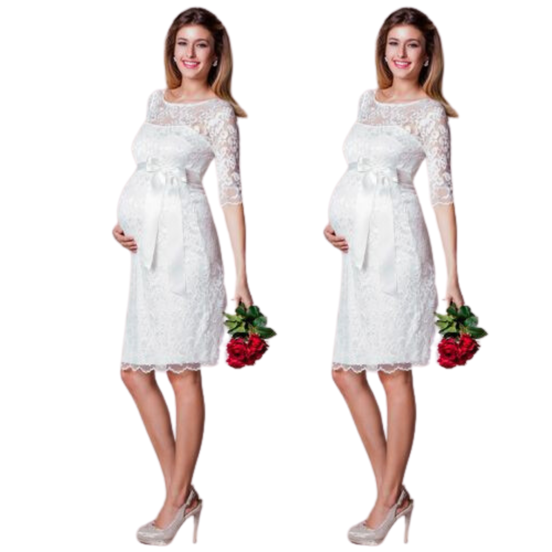 VESTIDO PARA EMBARAZADA DE ENCAJE BODA CIVIL E037-1