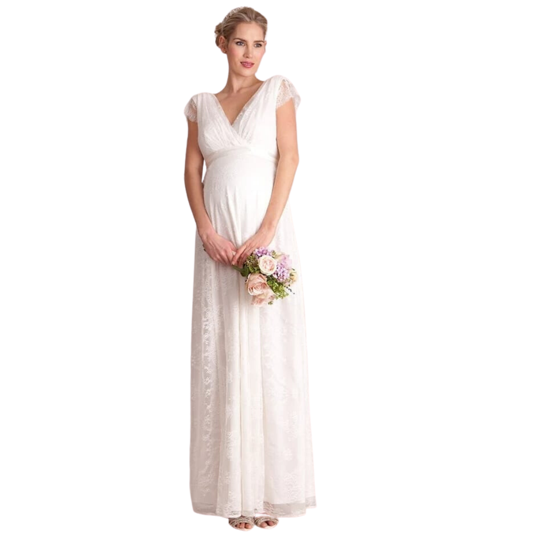 VESTIDO LARGO DE ENCAJE PARA EMBARAZADA E056-1