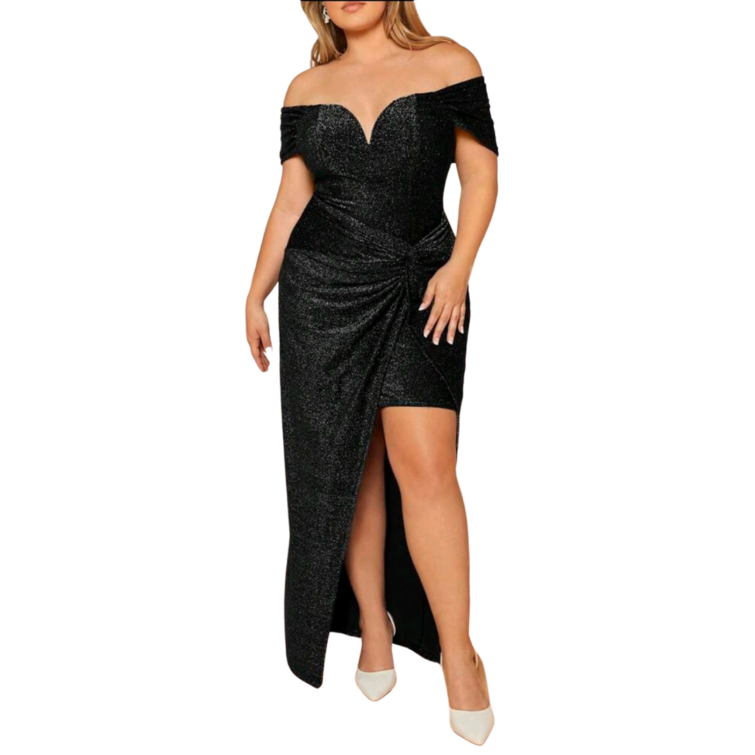 VESTIDO LARGO CON ABERTURA BRILLANTE IDEAL PARA FIESTA GALA MATRIMONIO ML111-0