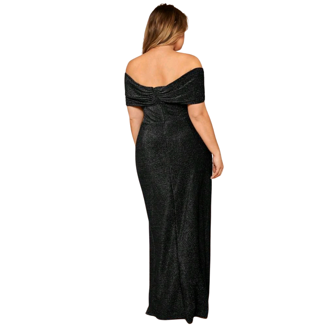 VESTIDO LARGO CON ABERTURA BRILLANTE IDEAL PARA FIESTA GALA MATRIMONIO ML111-1
