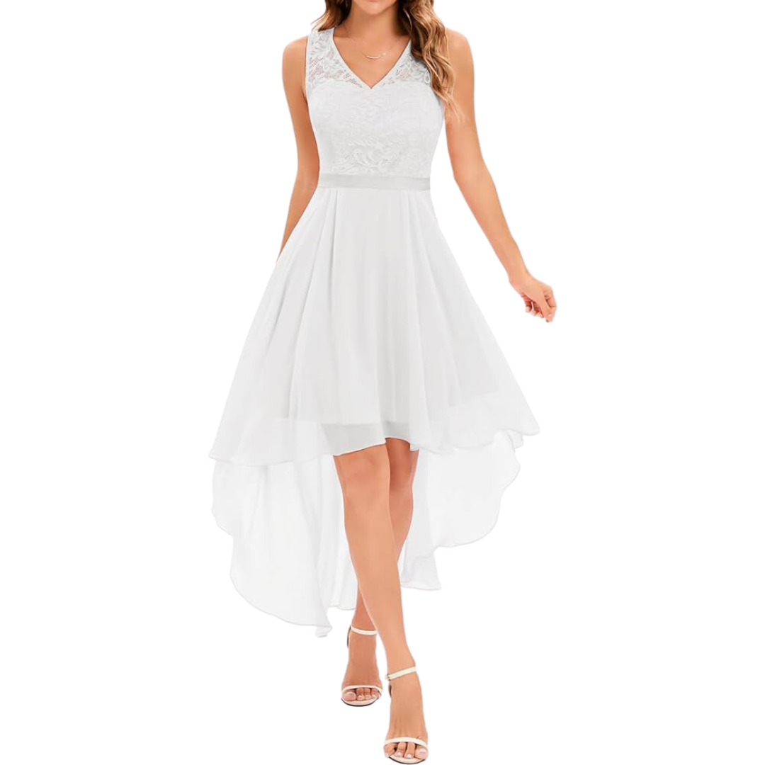 VESTIDO ASIMETRICO CUELLO EN V BODA MATRIMONIO CIVIL EC04-0