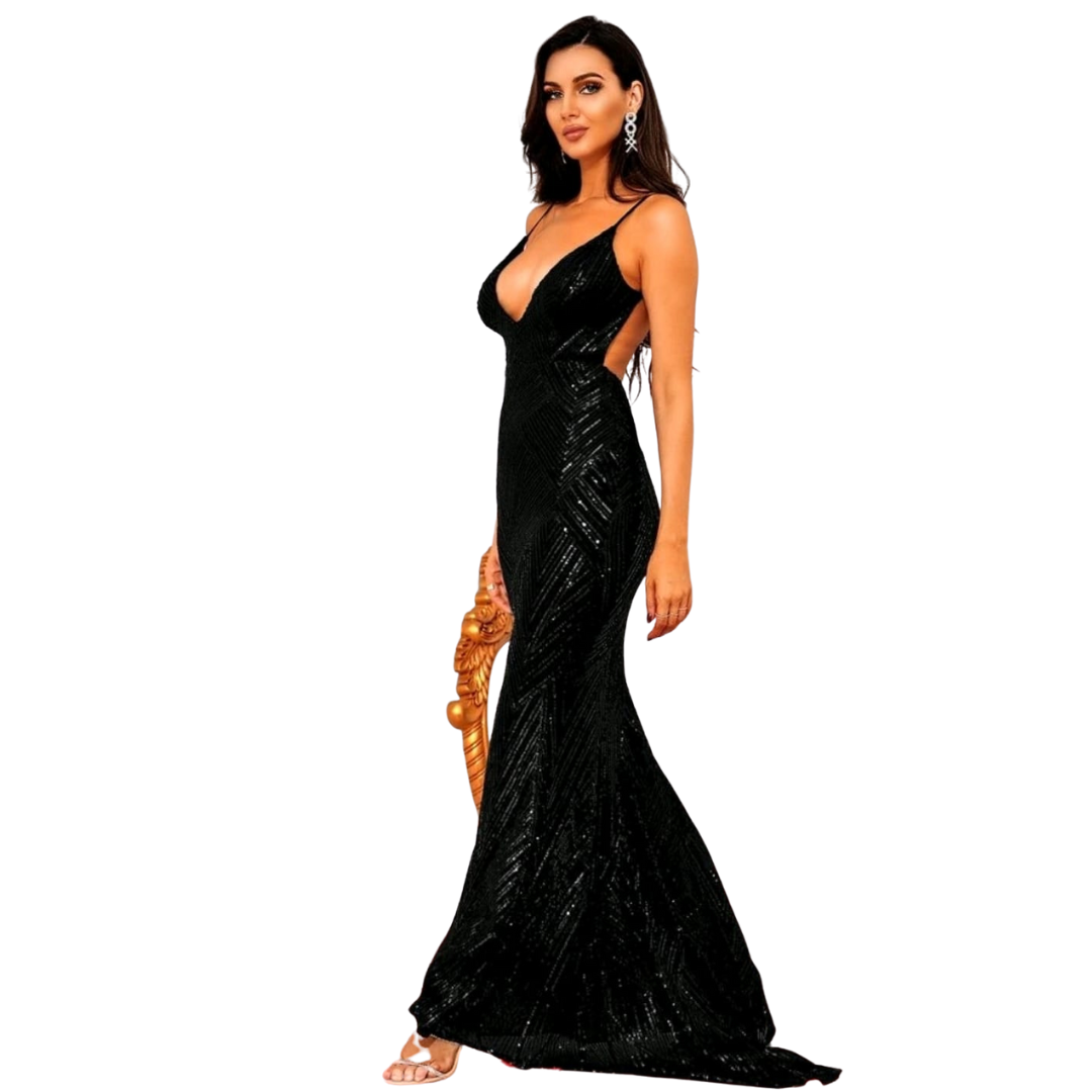 VESTIDO LARGO AJUSTADO BRILLANTE IDEAL PARA GALA FIESTA ML88-0