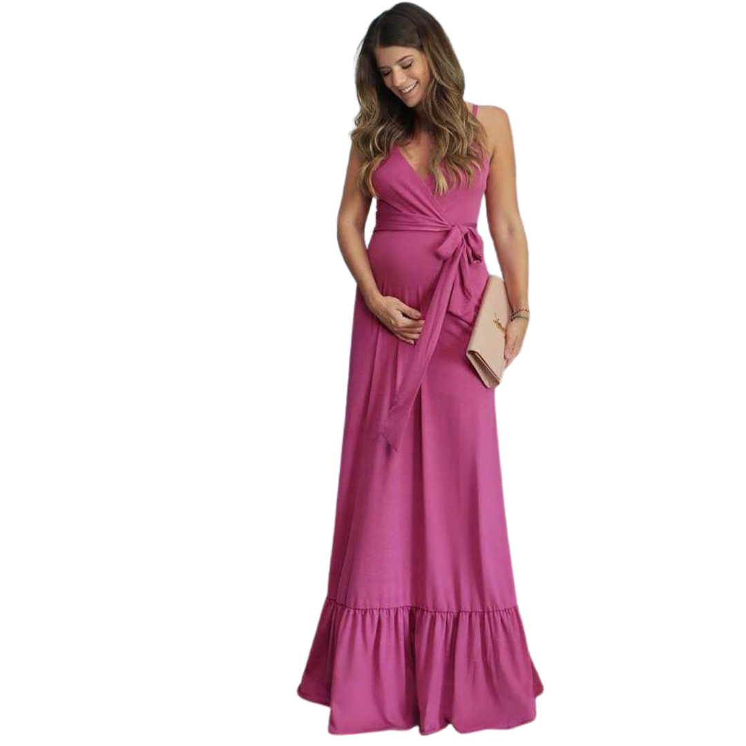 VESTIDO LARGO CON FARALAO PARA EMBARAZADA E023-1