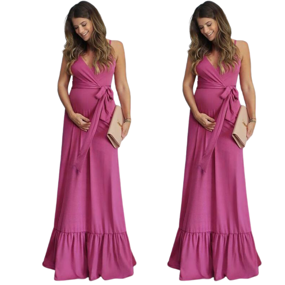 VESTIDO LARGO CON FARALAO PARA EMBARAZADA E023-0
