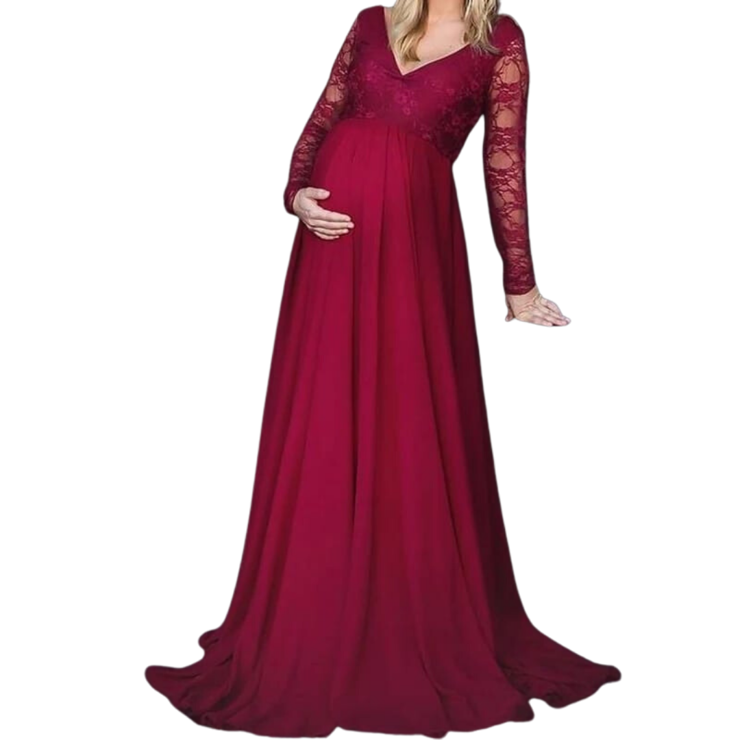 VESTIDO LARGO DE EMBARAZADA CRUZADO EN BUSTO E054-0