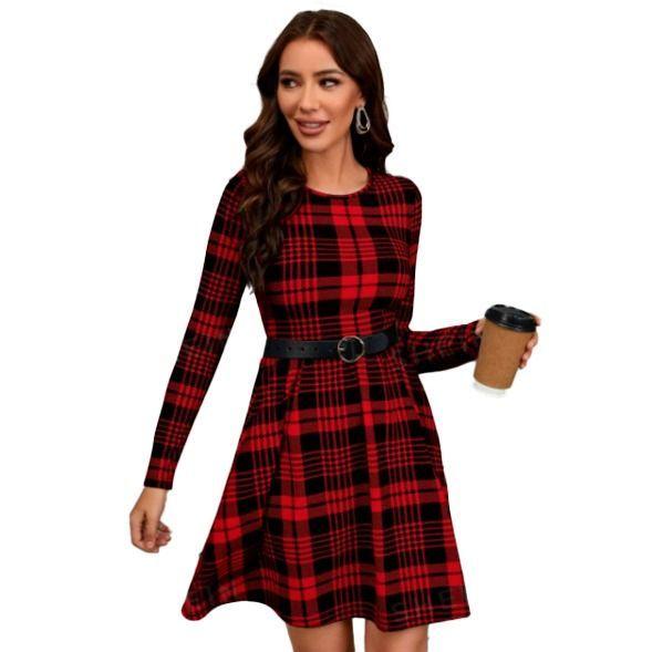 VESTIDO ACAMPANADO MANGA LARGA IDEAL PARA OTOÑO INVIERNO -0