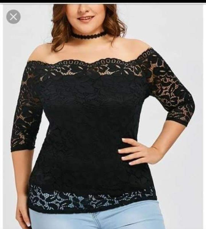 BLUSA DE ENCAJE MANGA 3/4 SIN HOMBROS CASUAL T028-0