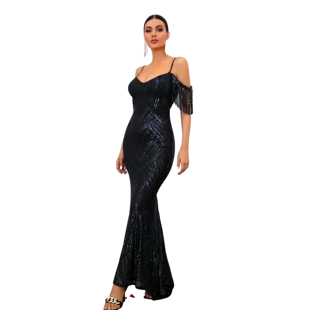 VESTIDO LARGO AJUSTADO BRILLANTE IDEAL PARA FIESTA GALA ML79-0