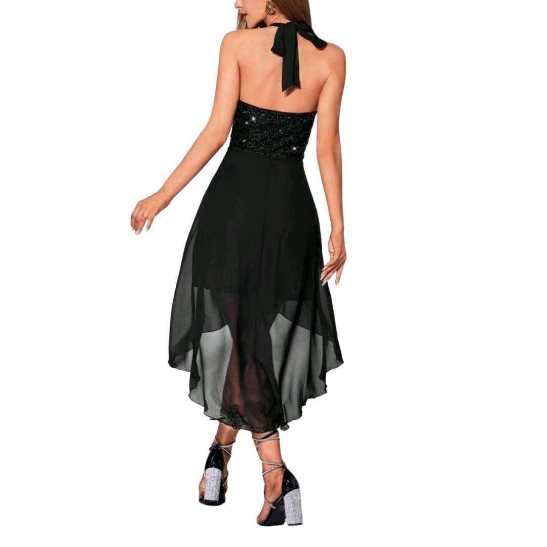 VESTIDO ASIMETRICO BRILLANTE IDEAL PARA FIESTA COCTEL GRADUACION MC39-1