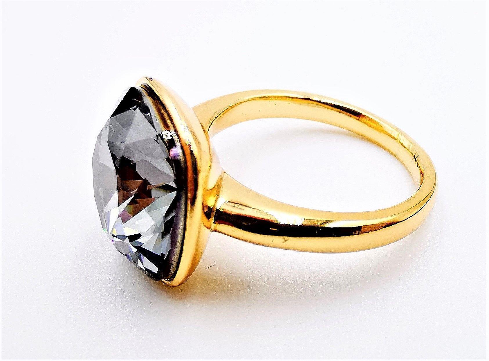 Anillo Solitary Baño de  Oro Cristal Swarovski Sara k Joyas -0