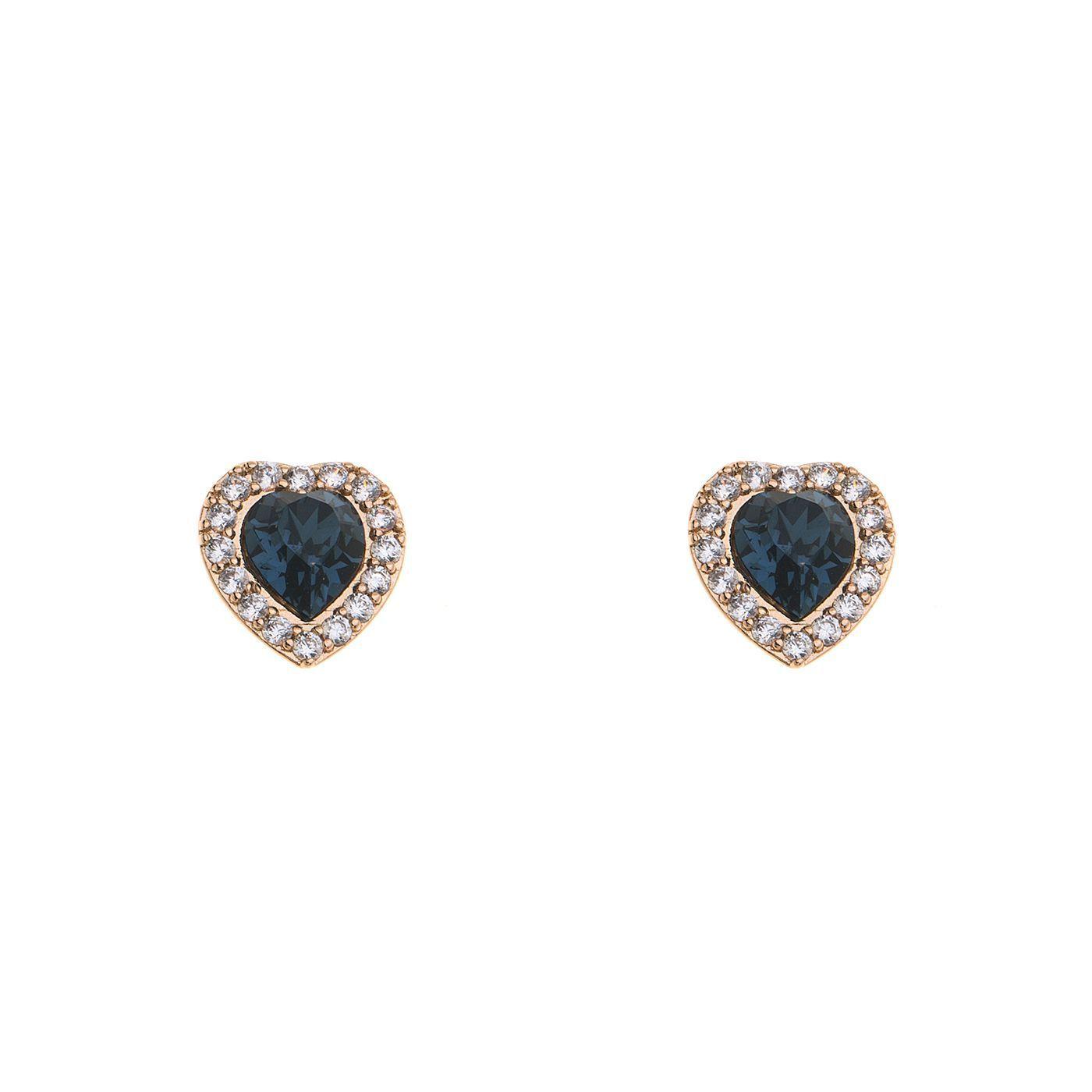 Aro Blue Shine Heart Baño de Oro Cristal Swarovski -0