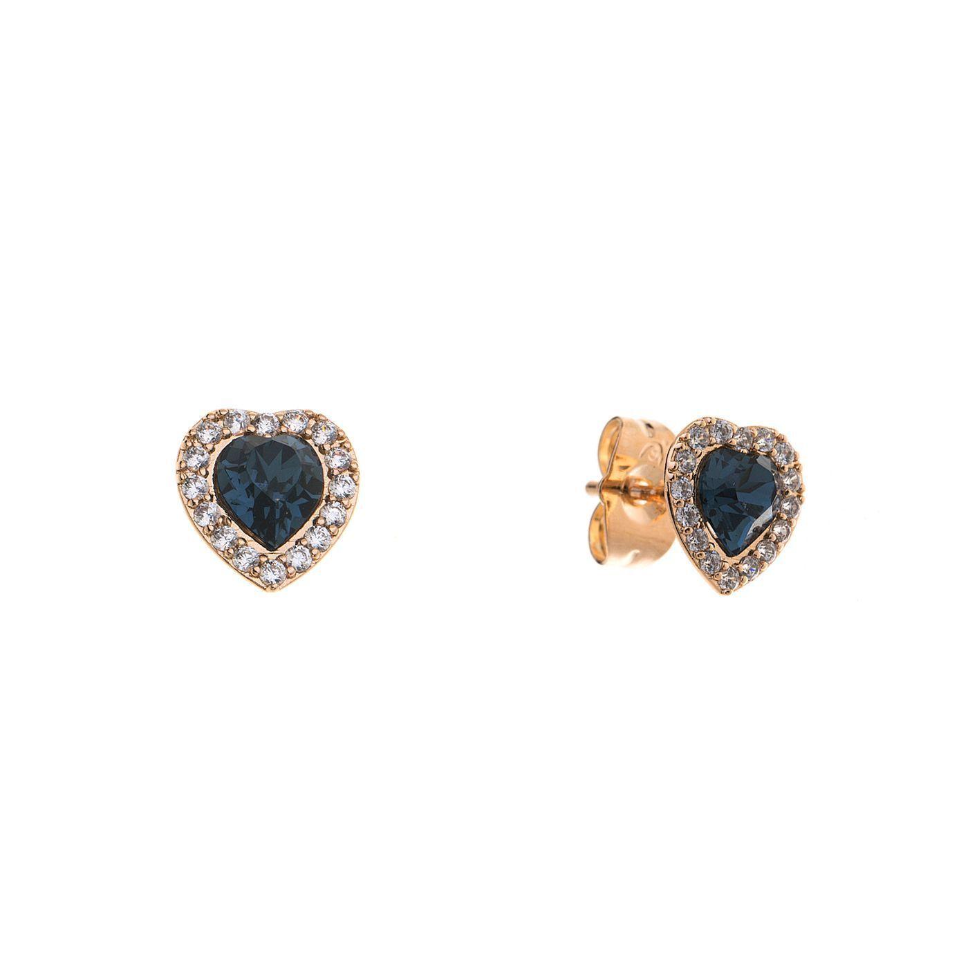 Aro Blue Shine Heart Baño de Oro Cristal Swarovski -1