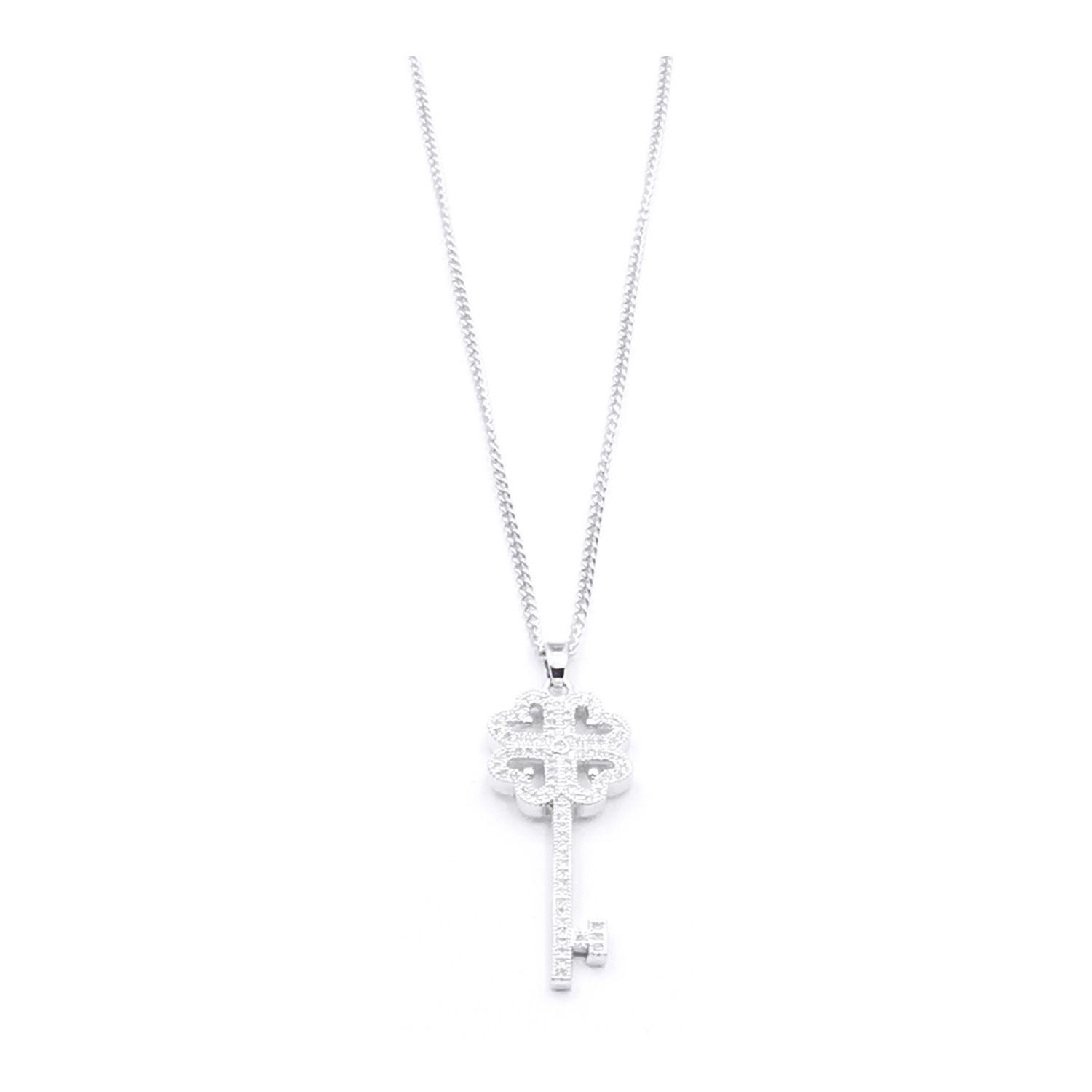 Colgante Llave Baño de Rodio Micro Pave Sara K Joyas -0