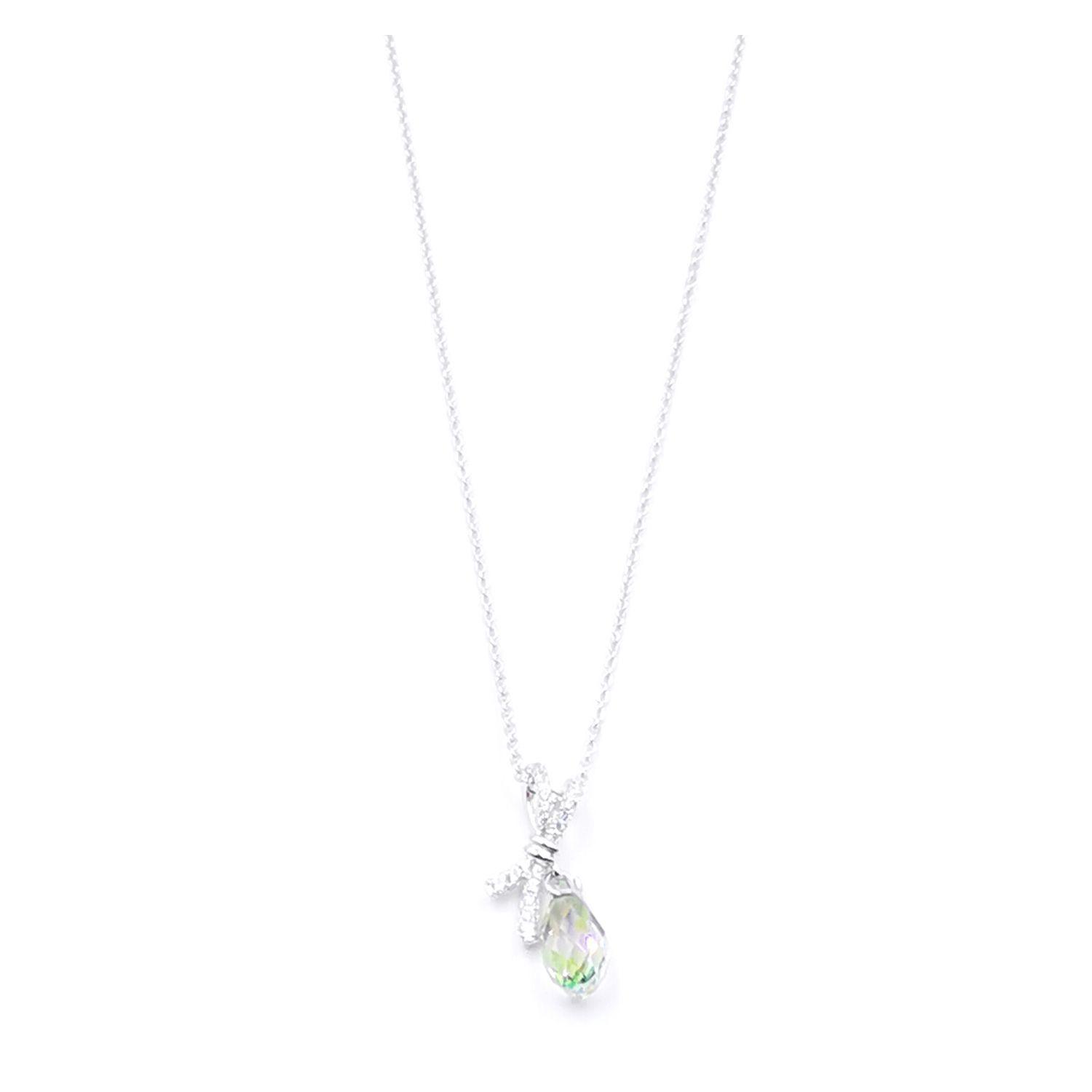 Colgante Lagrima y Moña Baño de Rodio Cristal Swarovski -0