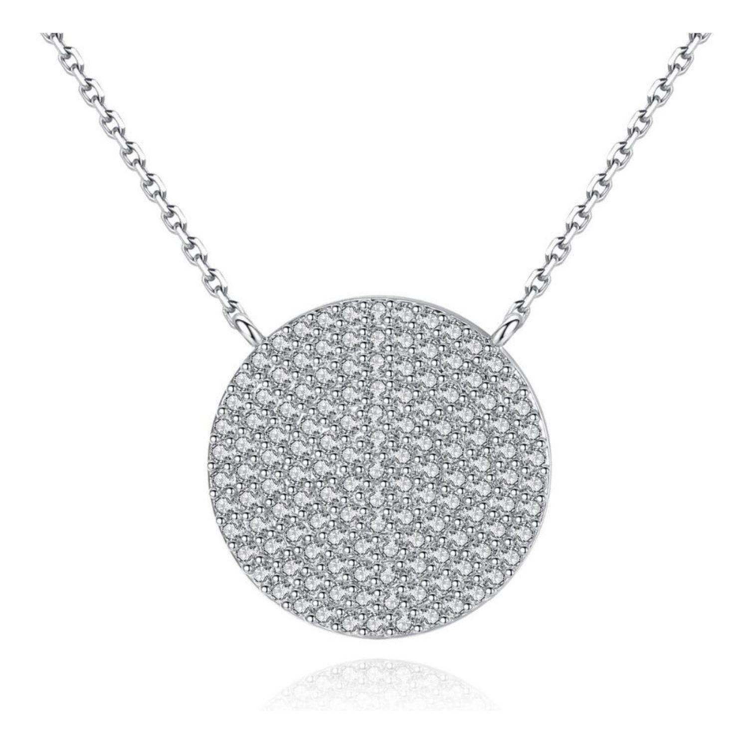 Colgante Medallón Baño de  Rodio Micro Pave Sara K Joyas -2